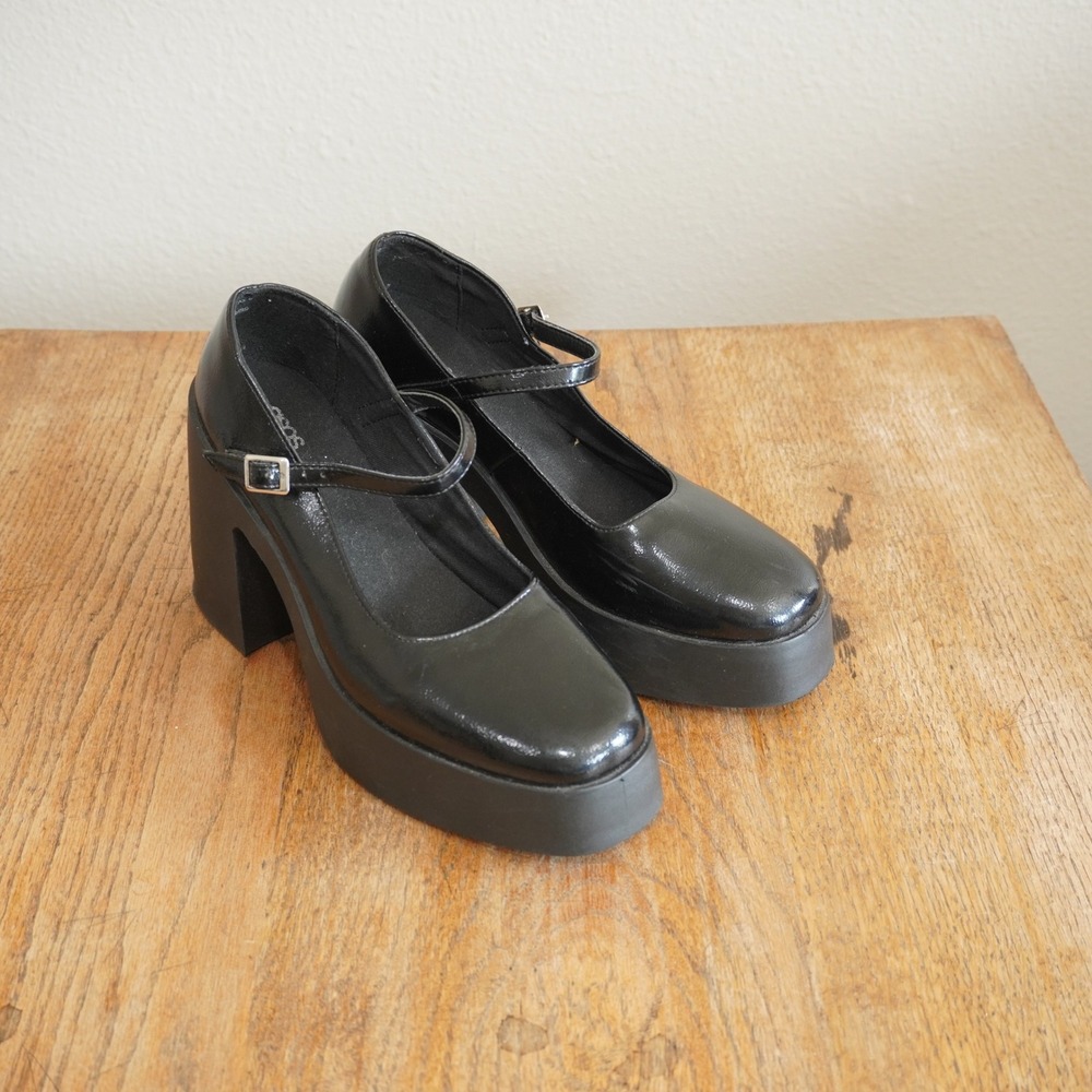 ASOS Women's Size 9 Black Platform Mary Jane‎ Block Heel Shoes Whimsigoth Retro